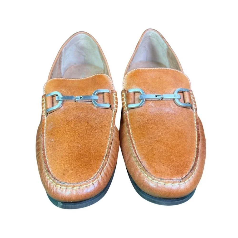 Donald Pliner Dacio Leather Horsebit Loafers Cognac Slip On Shoes Men's 9.5M